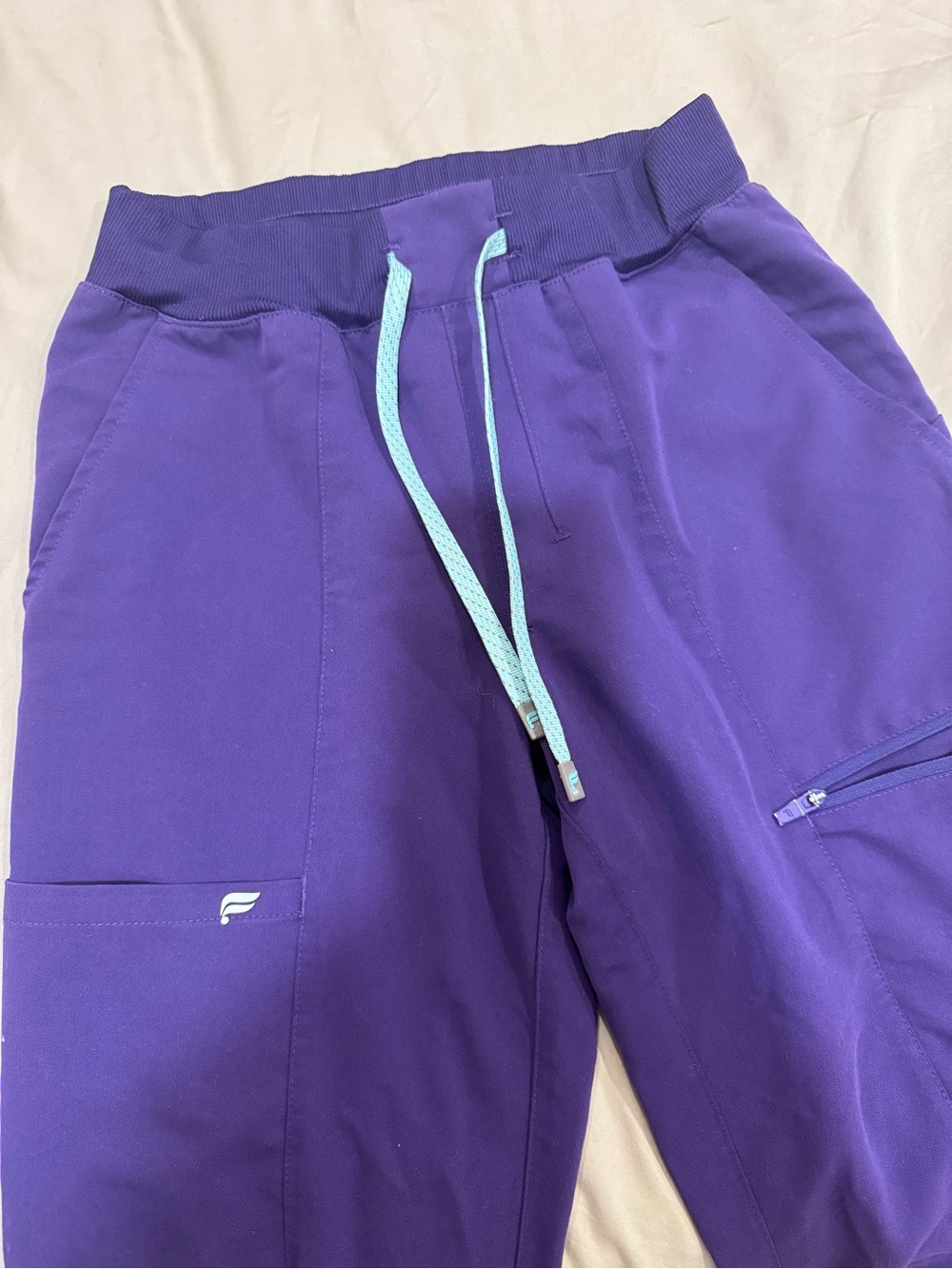Fabletics Purple Jogger Pants with Teal Drawstring
